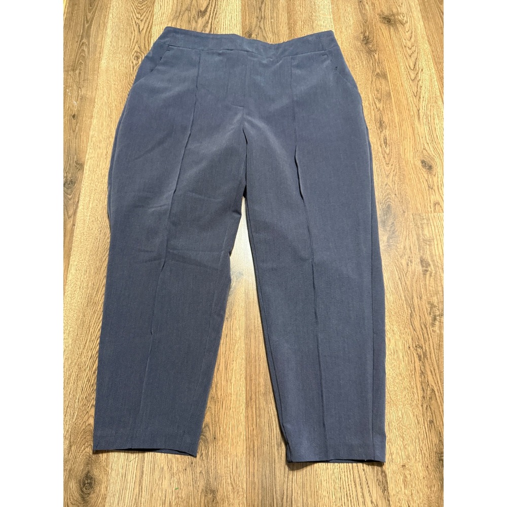 Nine West Pants Womens Size PMS Blue Trousers Tapered Elastic Waist Relaxed Crop